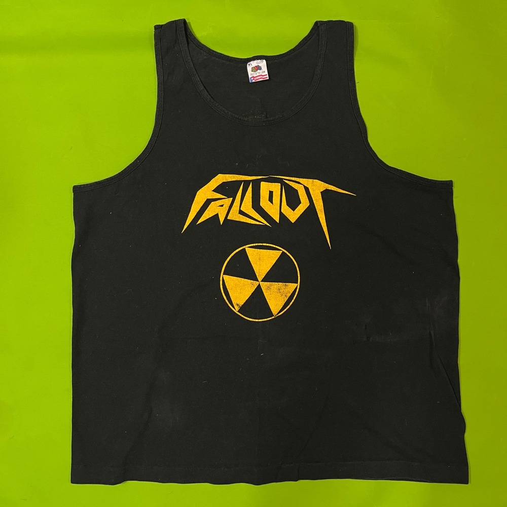 Vintage 80s 90s Fallout Band Run‎ For Shelter Tank Top XL Black USA Made